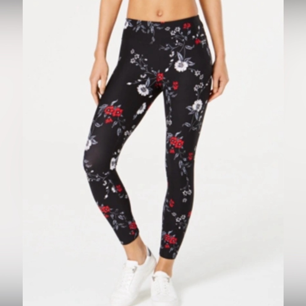 Calvin Klein Performance Leggins Multicolor Floral Print with Silver Side Stripe
